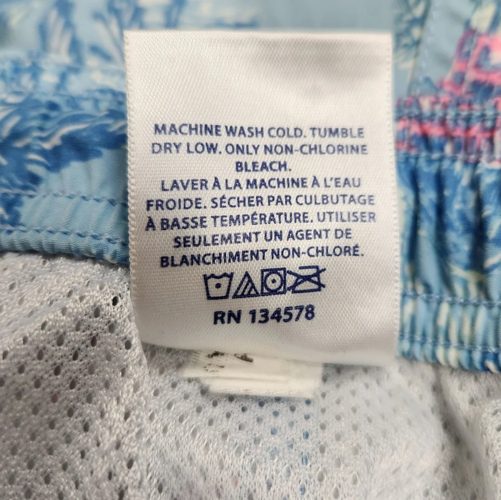 Vineyard Vines Chappy Beach Huts Blue Drawstring Mesh Swim Trunk Mens Size XL